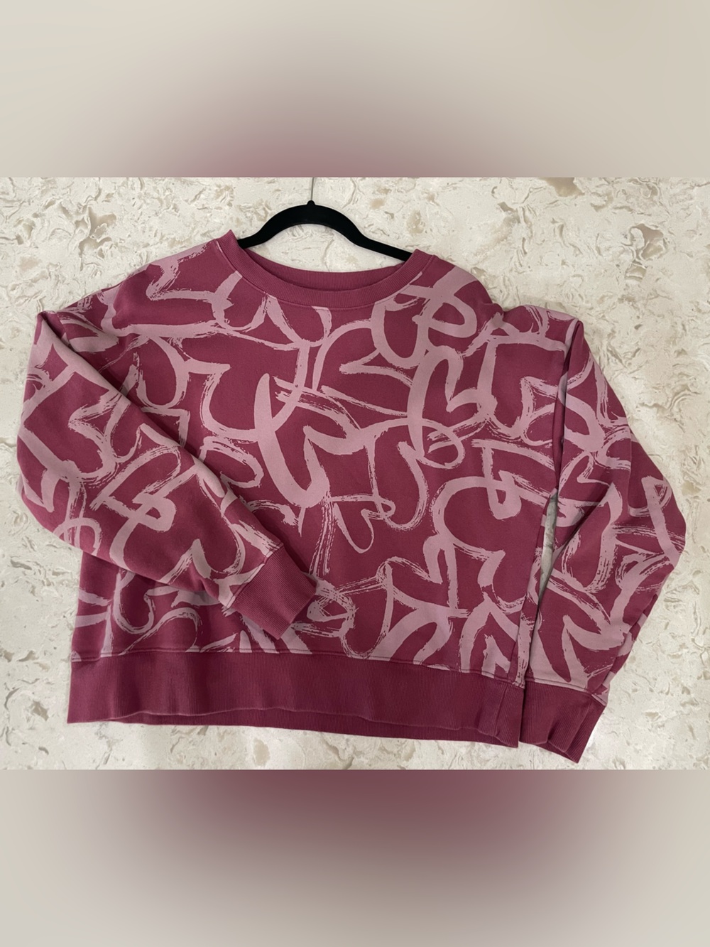 Anthropologie Maeve Rose-Pink Heart Graphic Crewneck Sweatshirt